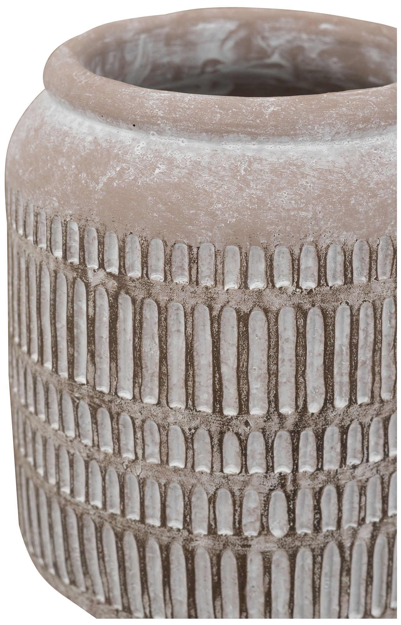 Image 3 Decorative Brown Sand and Cement Vase with Earthy Ribbed Texture more views