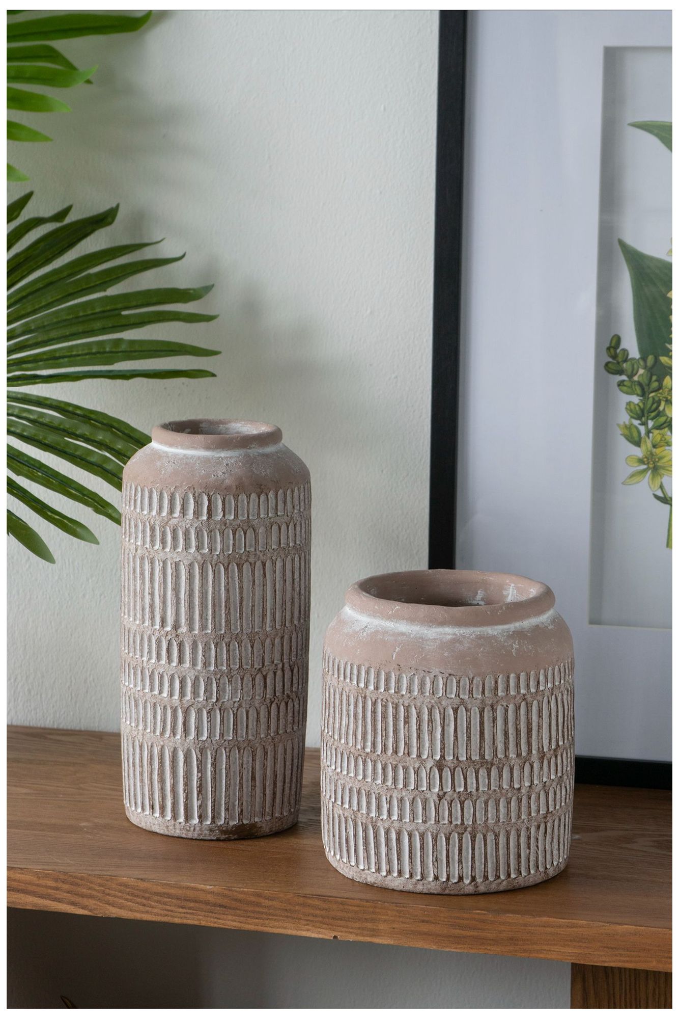 Image 4 Decorative Brown Sand and Cement Vase with Earthy Ribbed Texture more views