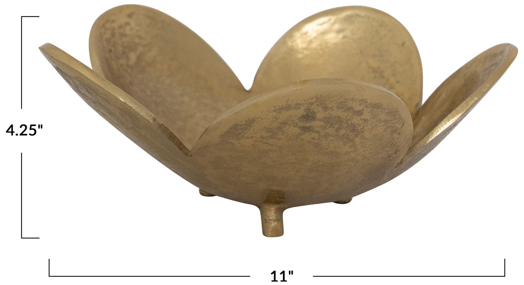 Image 2 Decorative Cast Aluminum Footed Flower Shaped Bowl, Gold more views