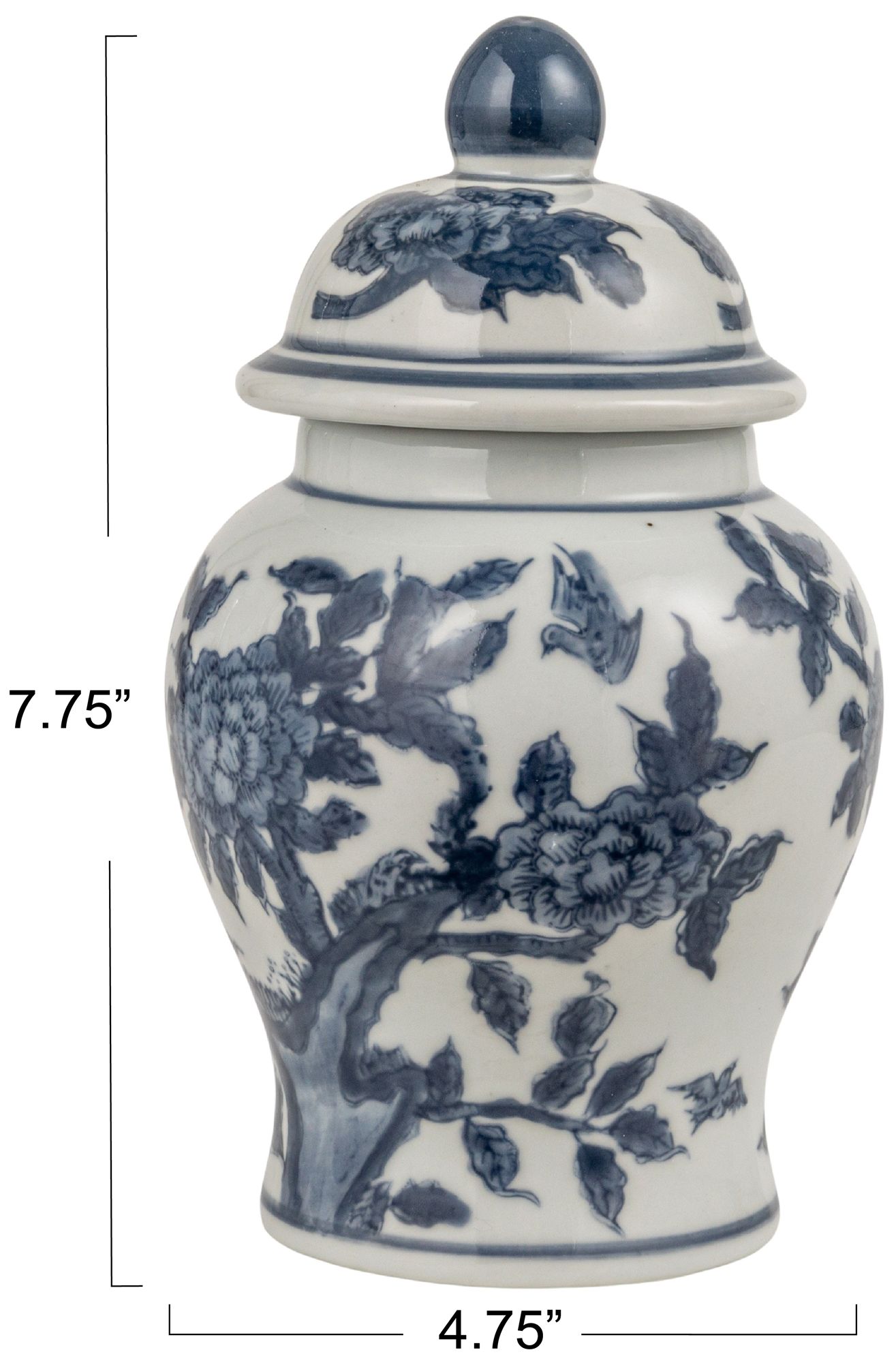 Image 4 Decorative Ceramic Ginger Jar with Domed Lid, Blue & White more views