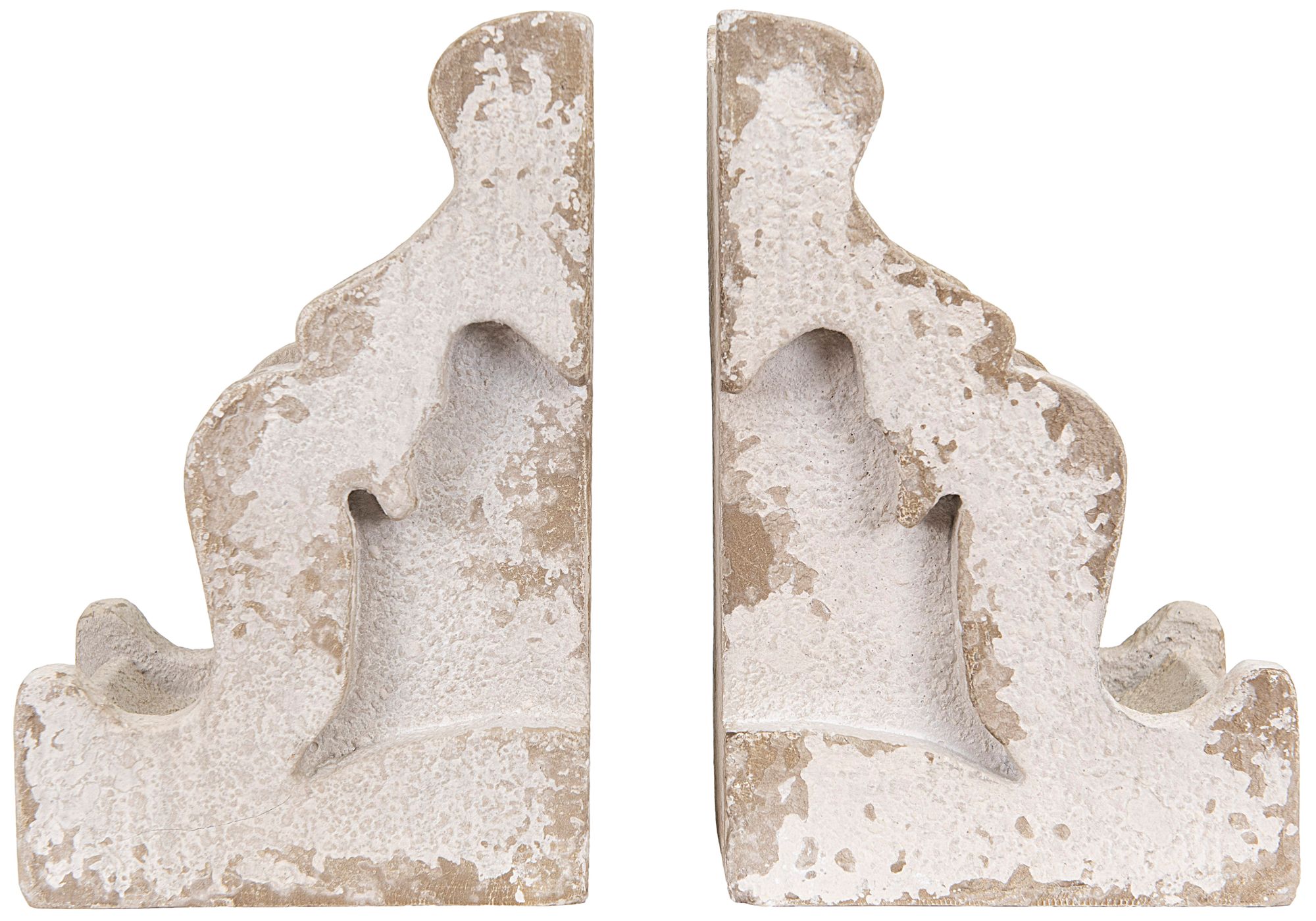 Image 2 Decorative Distressed Magnesia Corbel Bookends, White, Set of 2 more views