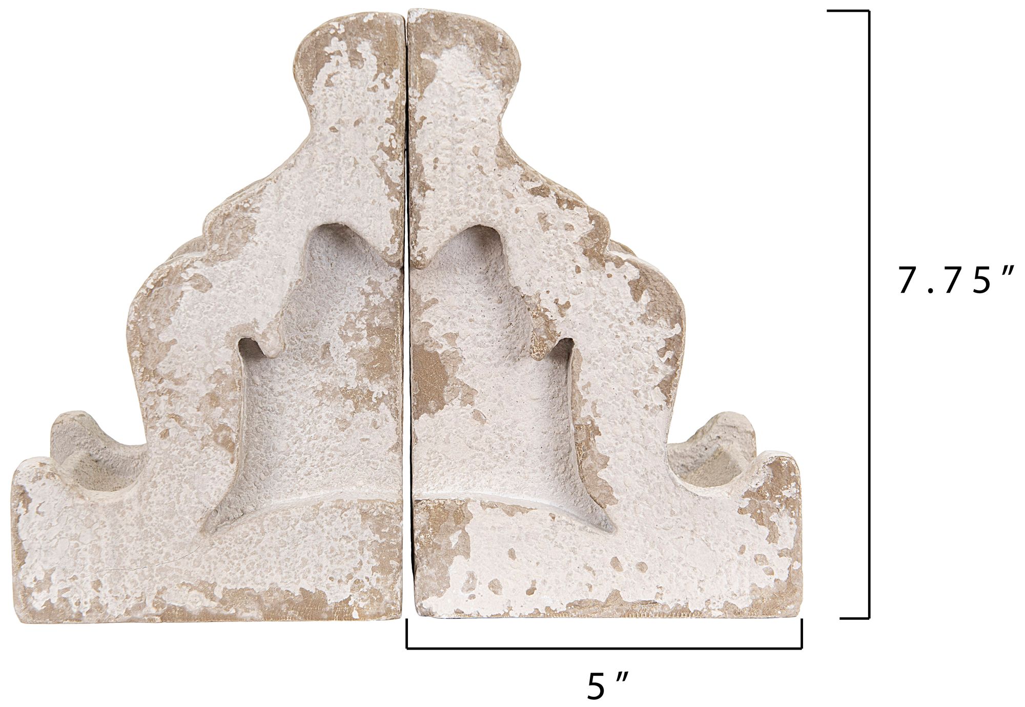 Image 4 Decorative Distressed Magnesia Corbel Bookends, White, Set of 2 more views