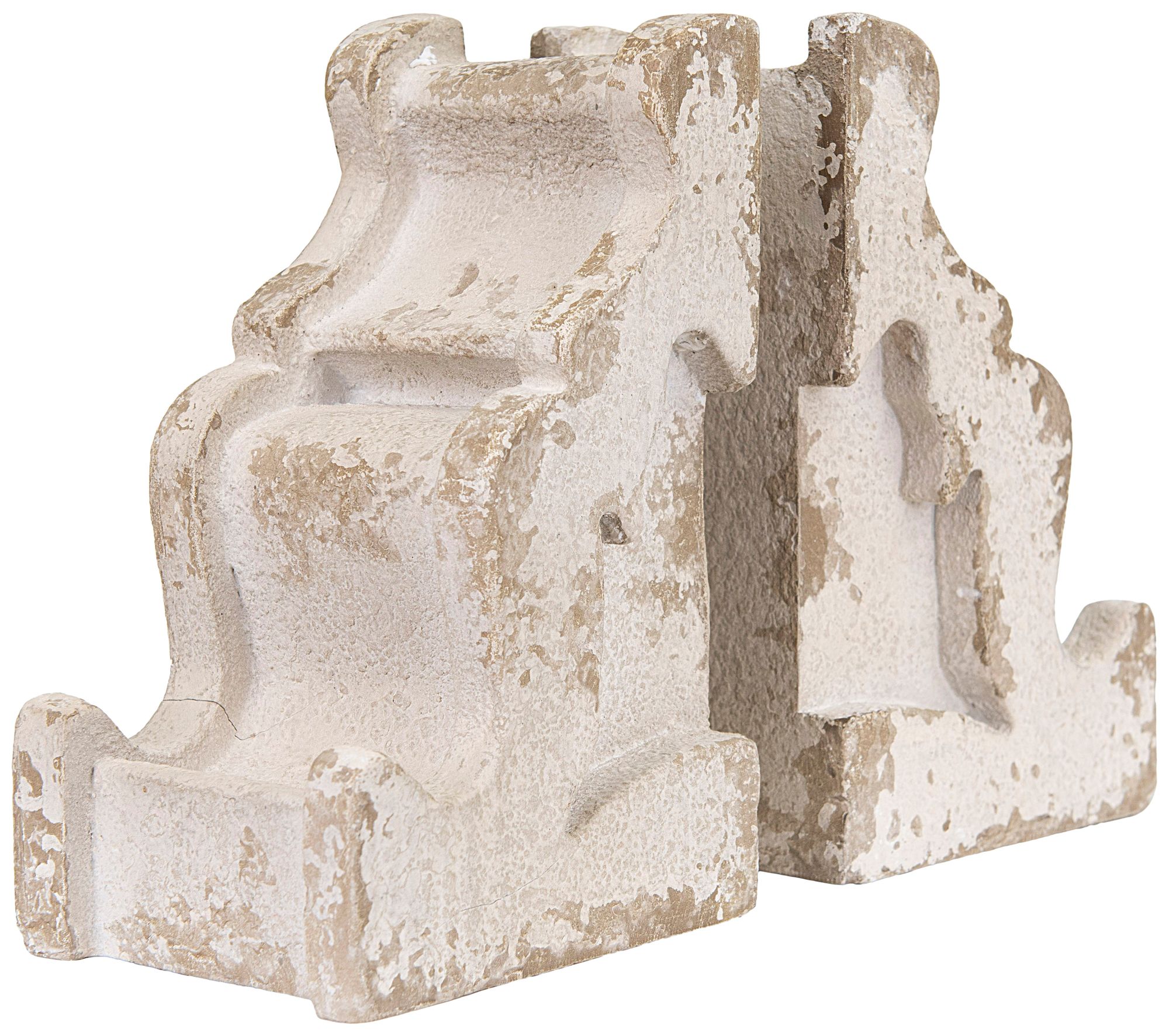 Image 5 Decorative Distressed Magnesia Corbel Bookends, White, Set of 2 more views