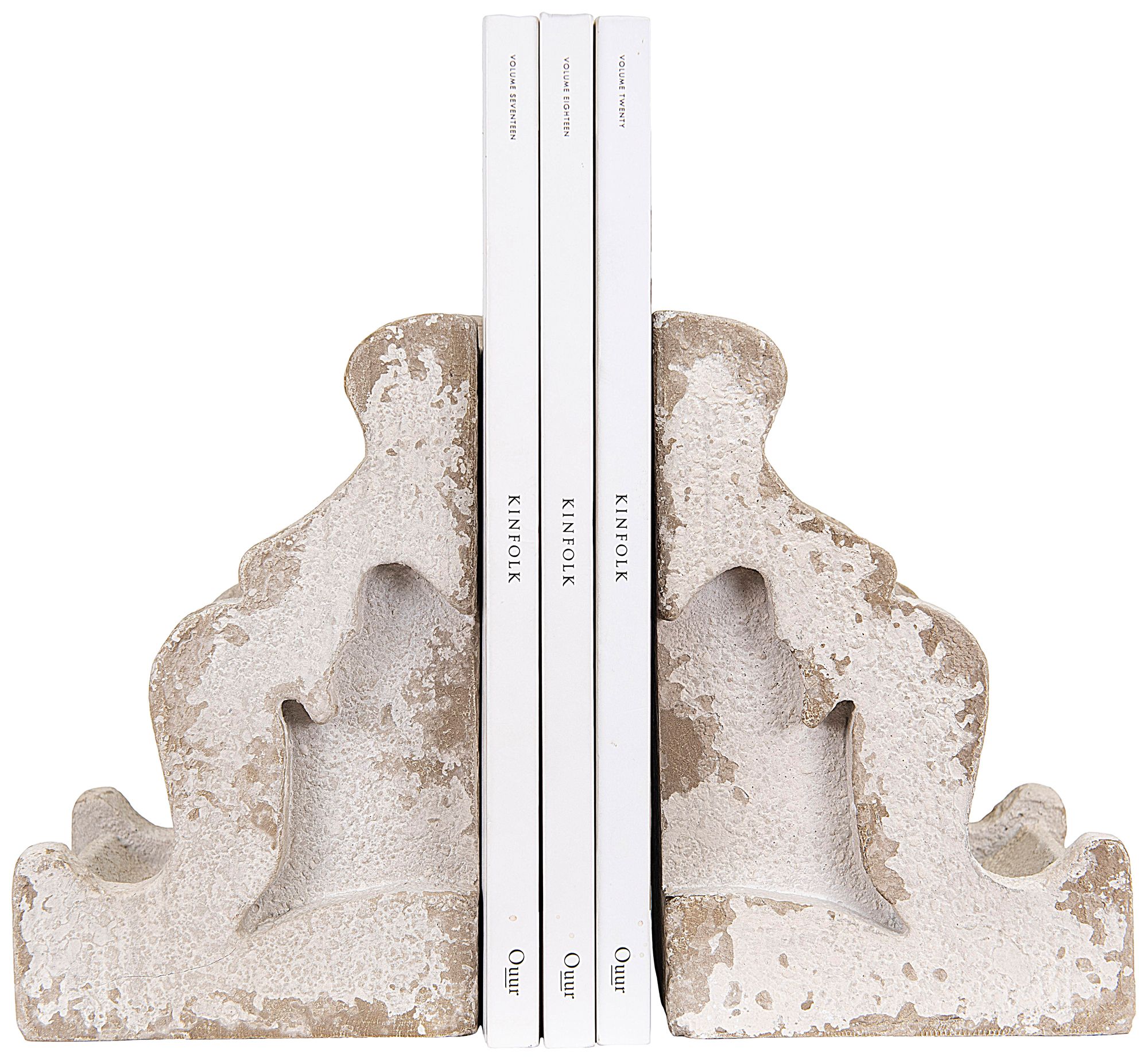Image 6 Decorative Distressed Magnesia Corbel Bookends, White, Set of 2 more views