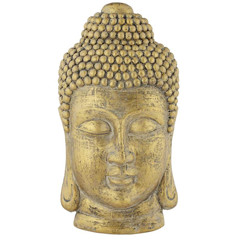 Image 1 Decorative Gold 17 1/2 inch High Buddha Head Wall Art