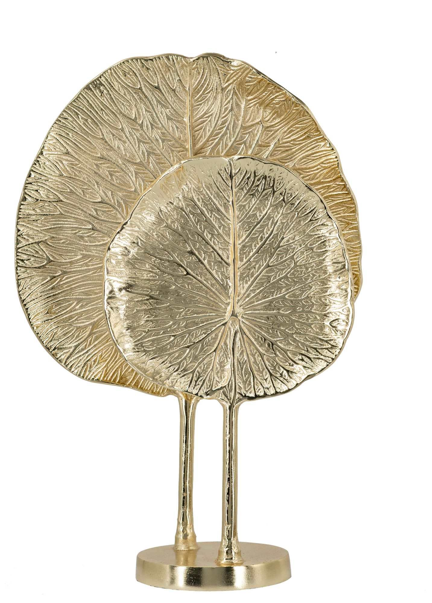 Image 2 Decorative Gold Cast Aluminum Leaf Sculpture - Gold