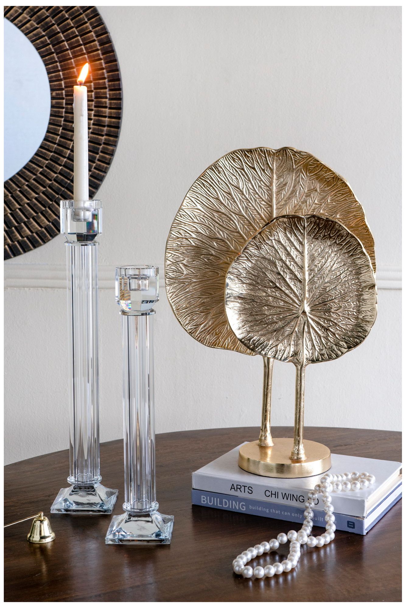 Decorative Gold Cast Aluminum Leaf Sculpture - Gold