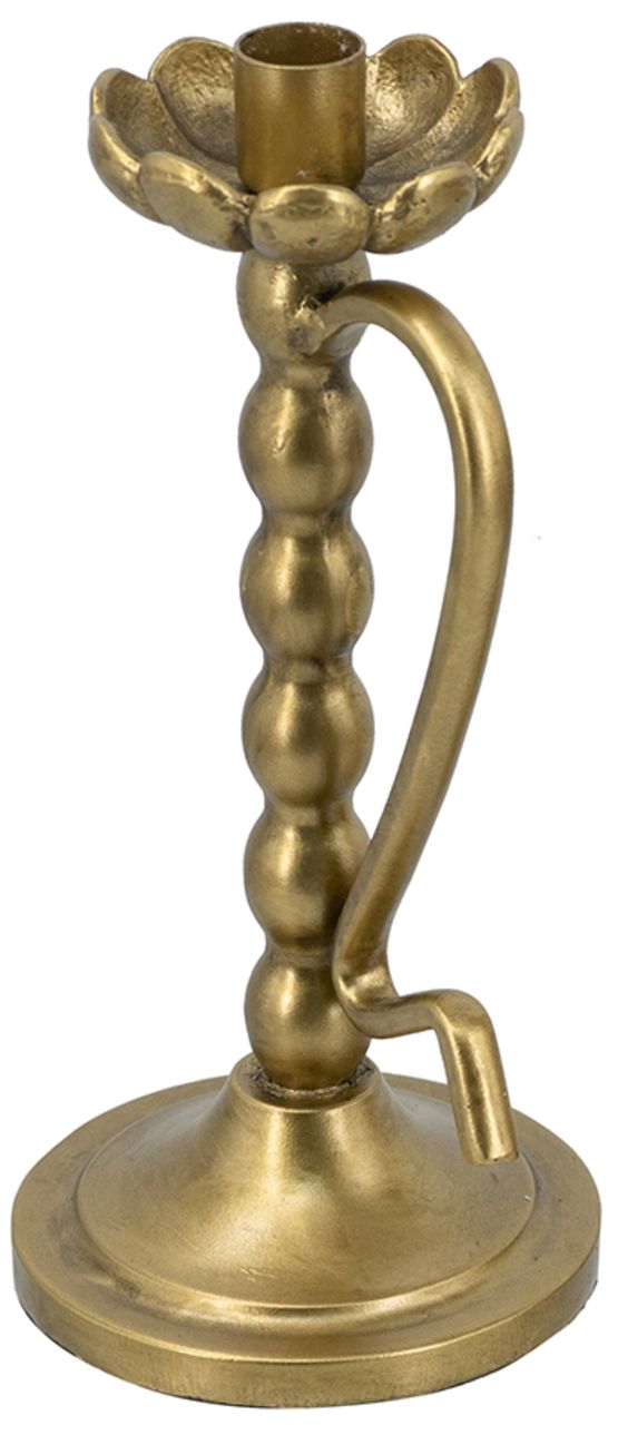 Image 2 Decorative Gold Iron Candle Holder Ribbed Design Curved Handle more views