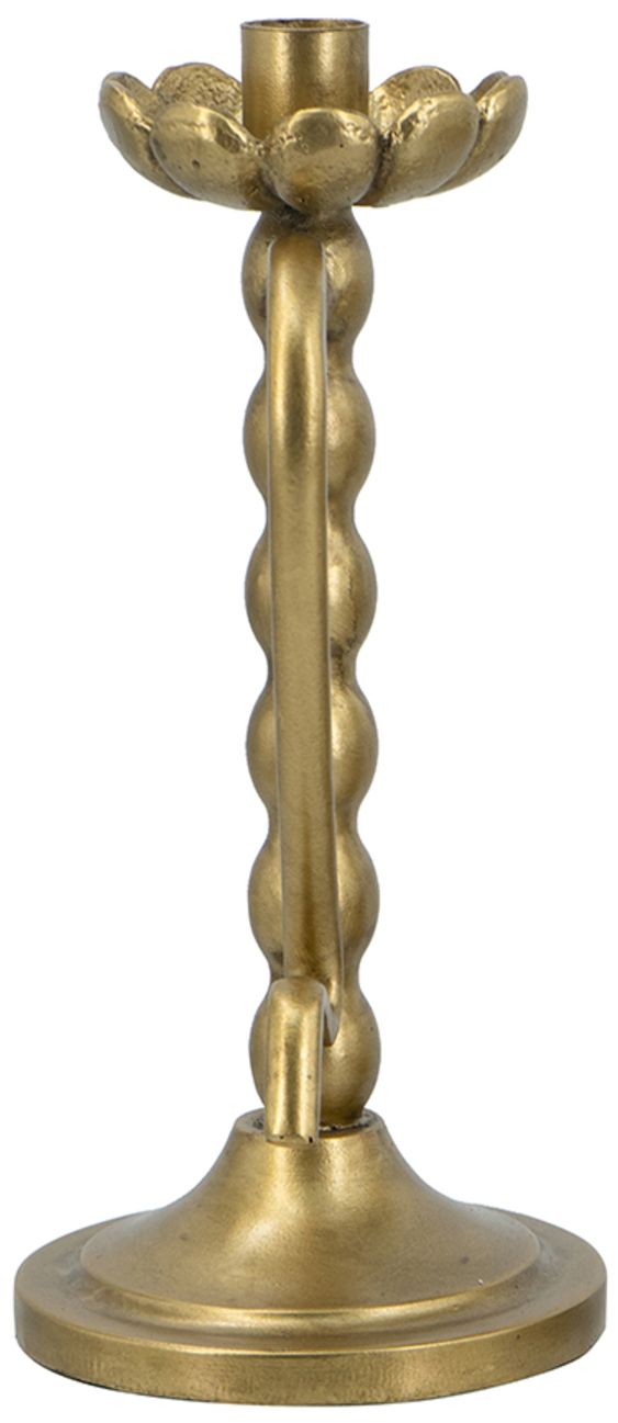 Image 3 Decorative Gold Iron Candle Holder Ribbed Design Curved Handle more views