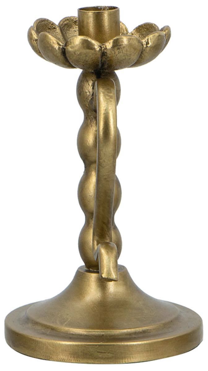 Image 3 Decorative Gold Iron Candle Holder Ribbed Design Curved Handle more views