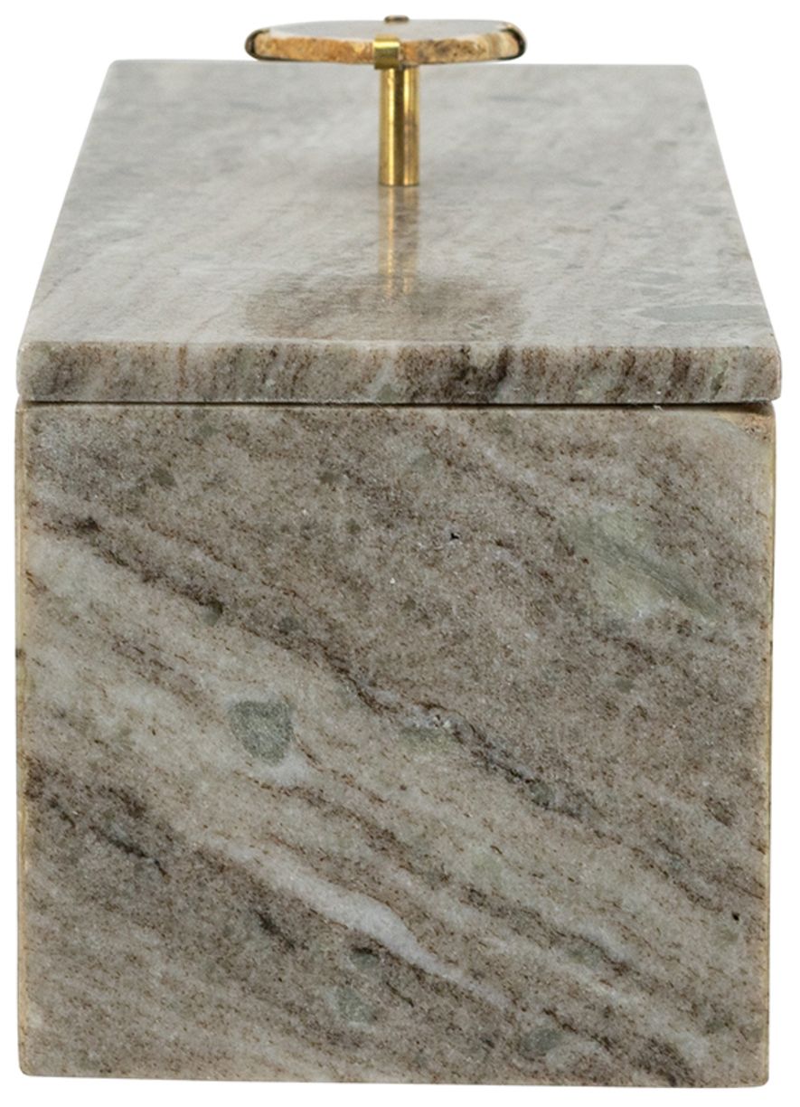 Image 3 Decorative Gray Marble Storage Box with Brass and Agate Handle more views