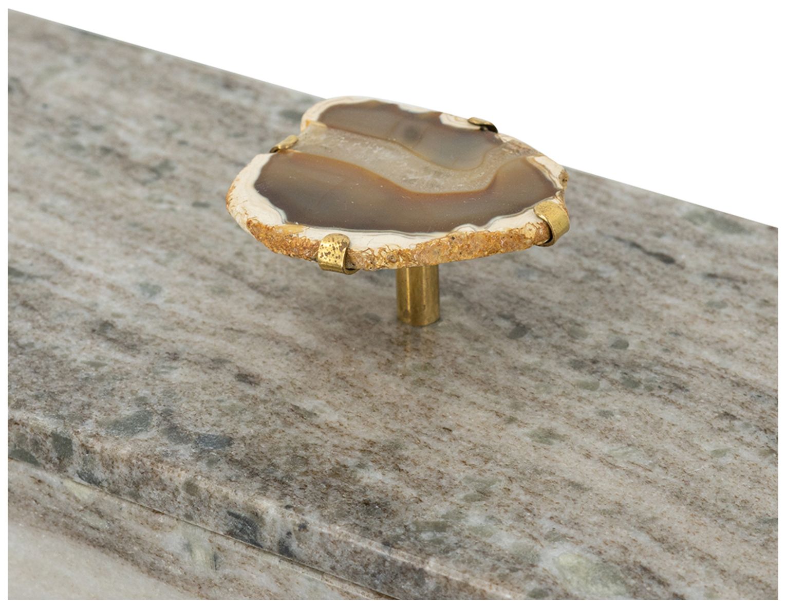 Image 5 Decorative Gray Marble Storage Box with Brass and Agate Handle more views