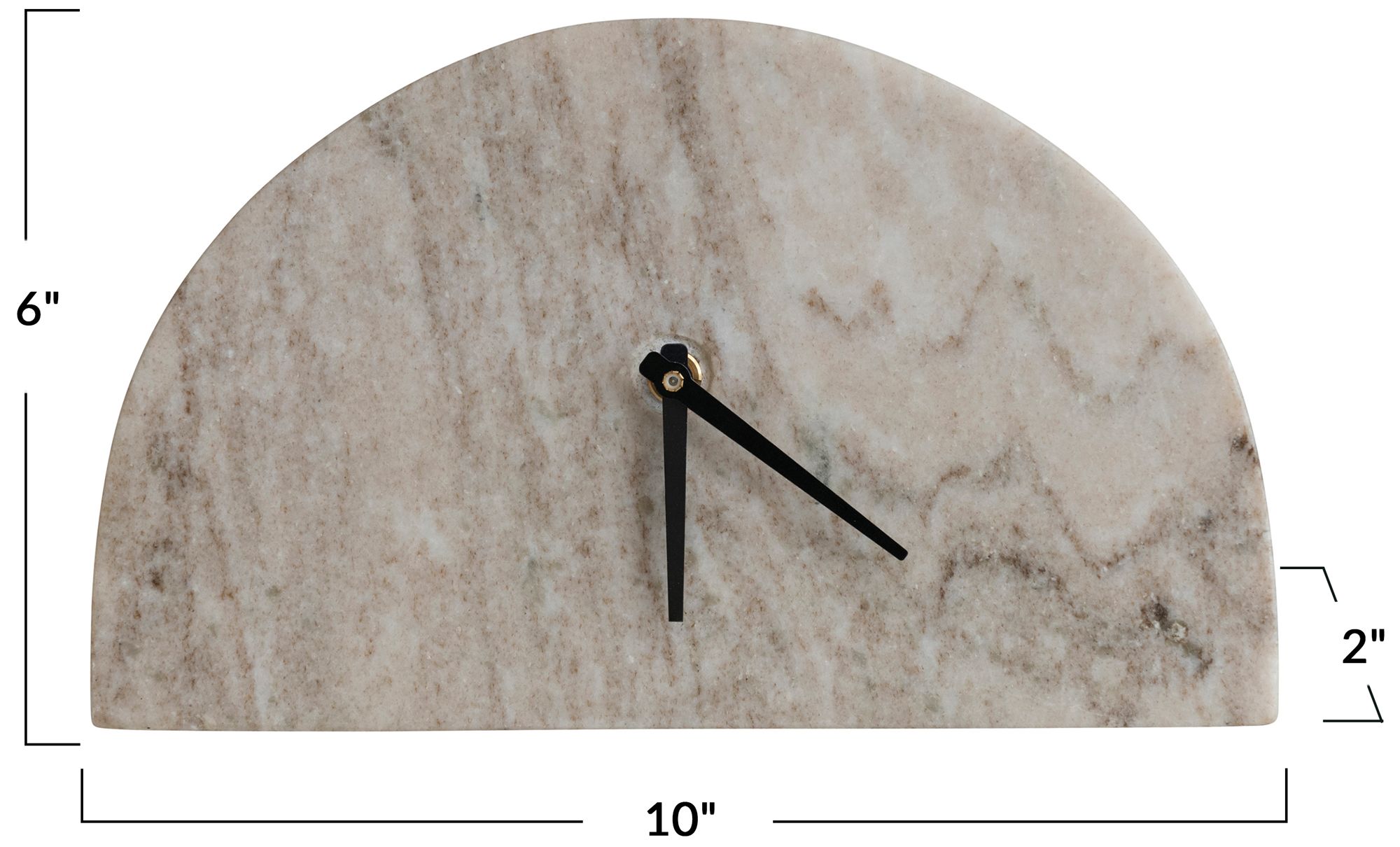 Image 2 Decorative Half Moon Marble Mantel Clock, Beige and Black more views