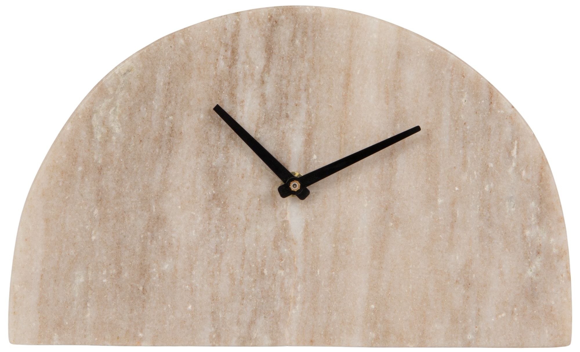 Image 6 Decorative Half Moon Marble Mantel Clock, Beige and Black more views