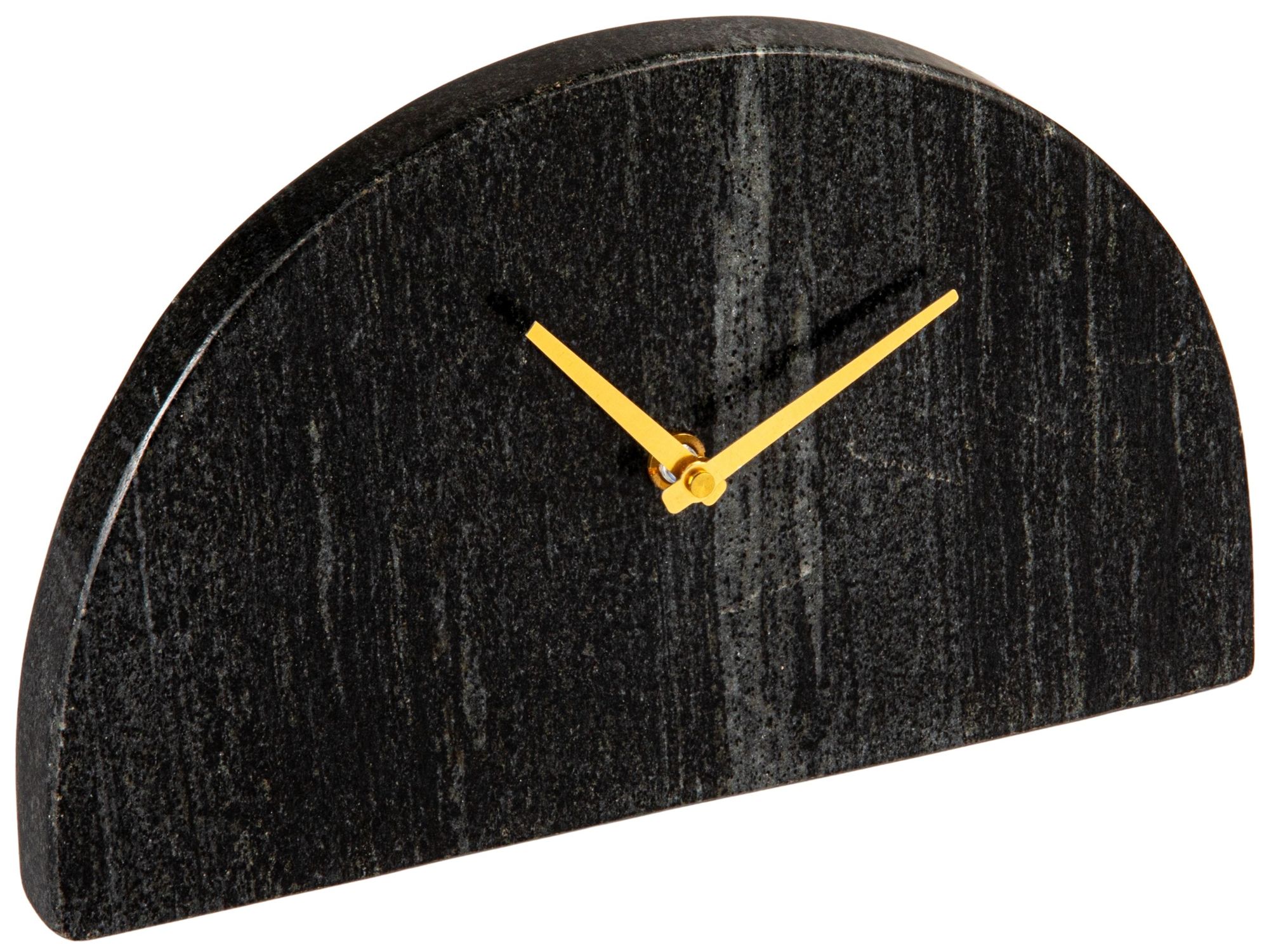 Image 2 Decorative Half Moon Marble Mantel Clock, Black and Gold