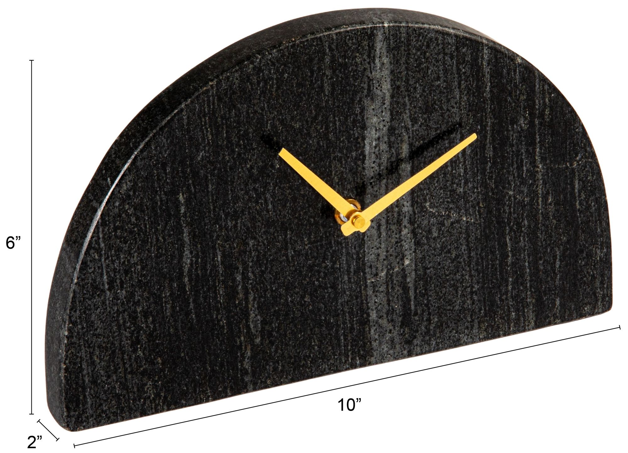 Image 3 Decorative Half Moon Marble Mantel Clock, Black and Gold more views