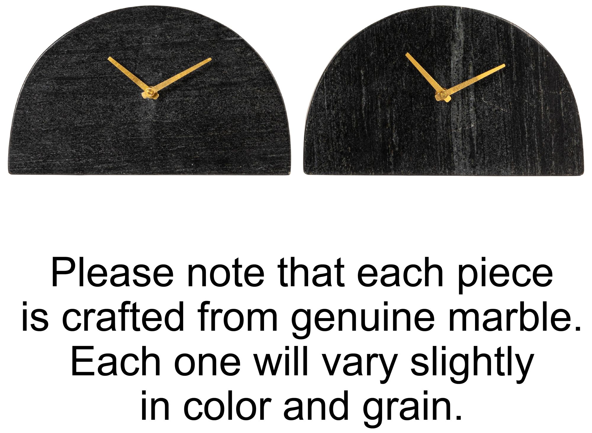 Image 4 Decorative Half Moon Marble Mantel Clock, Black and Gold more views