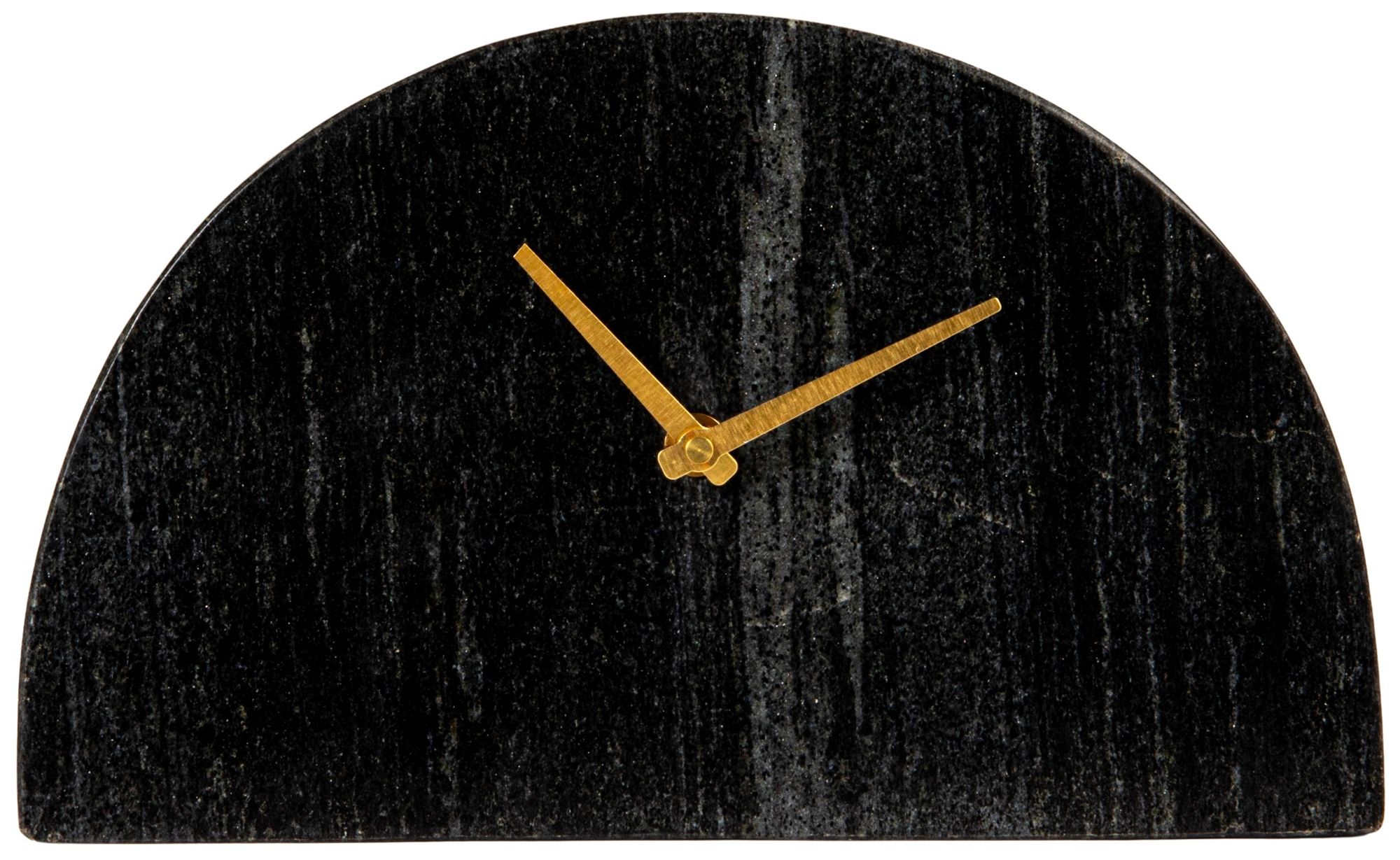 Image 7 Decorative Half Moon Marble Mantel Clock, Black and Gold more views