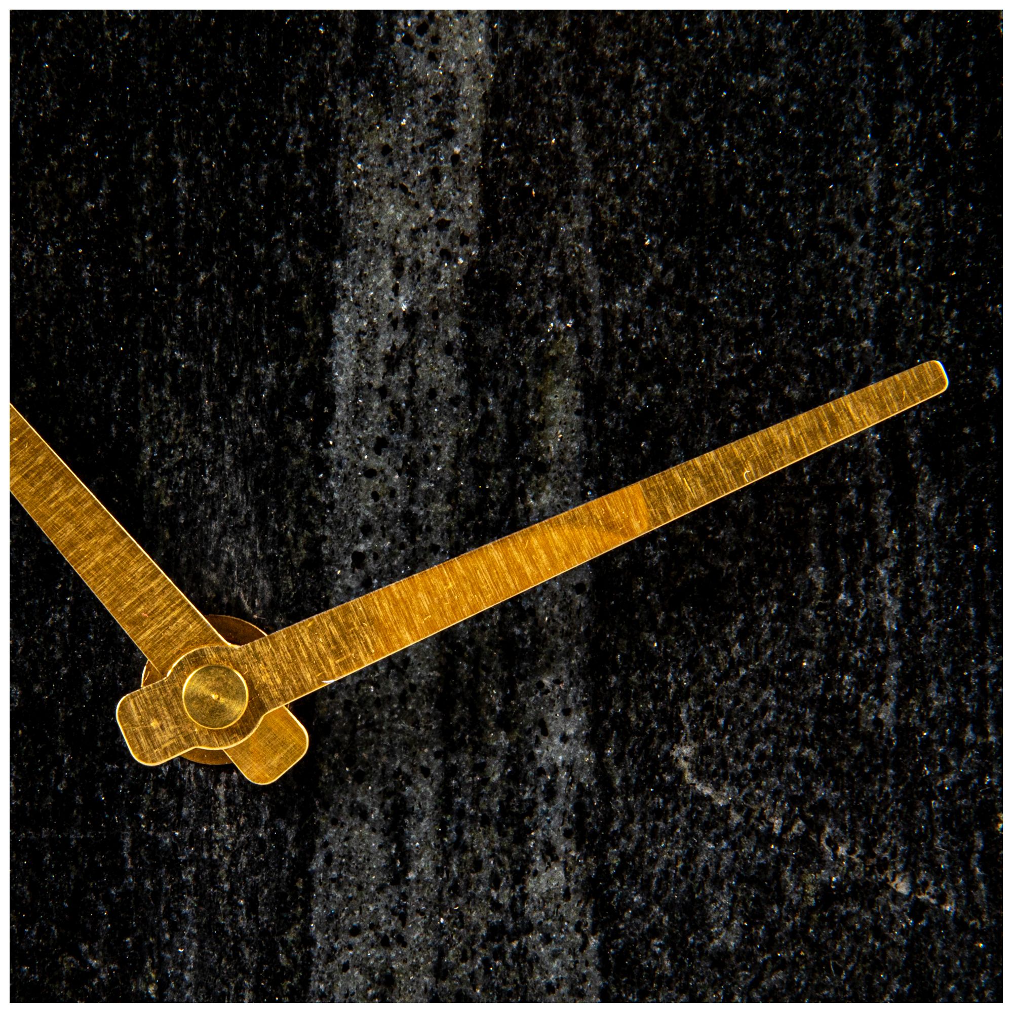 Decorative Half Moon Marble Mantel Clock, Black and Gold