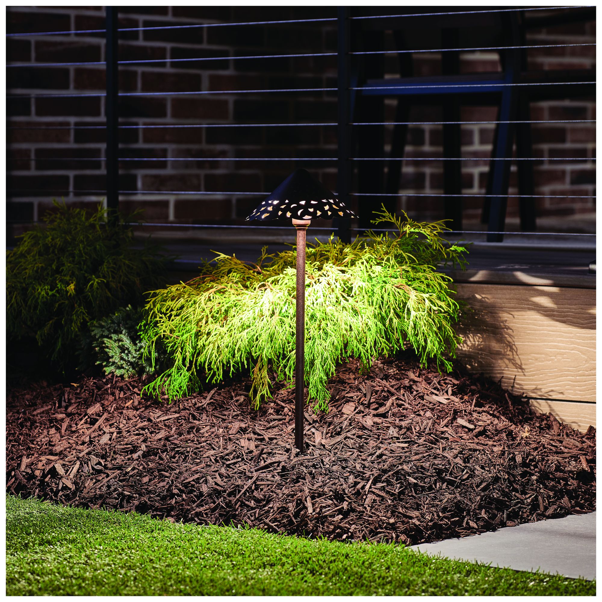 Image 2 Decorative Hammered Roof 12V Path Light Textured Tannery Bronze more views