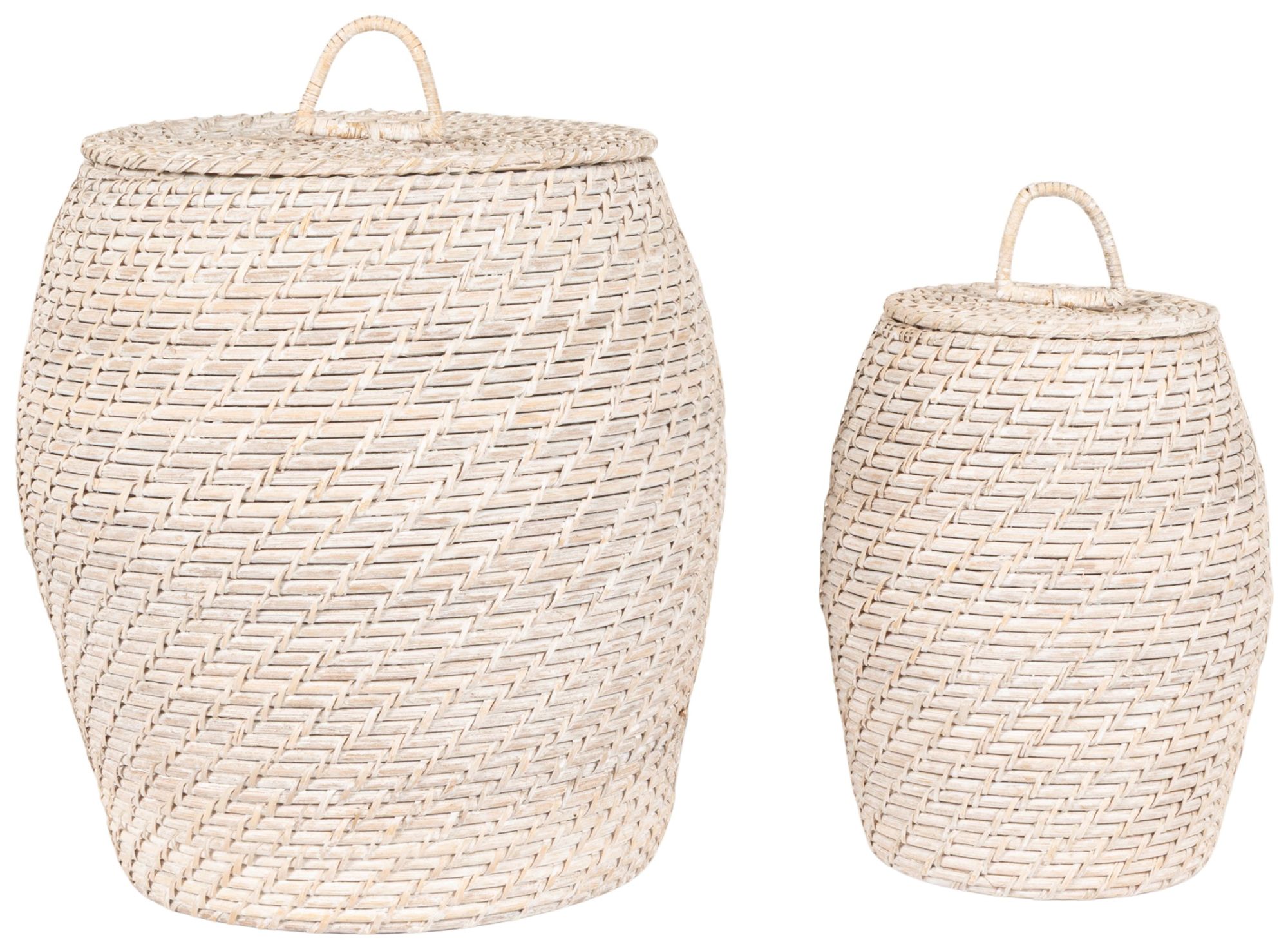 Image 7 Decorative Hand-Woven Rattan Storage Baskets with Lids, Set of 2 more views