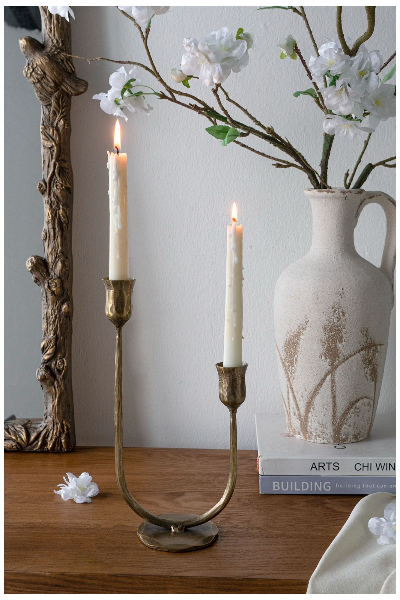 Image 6 Decorative Iron 2-Light Taper Candle Holder with Aged Bronze more views