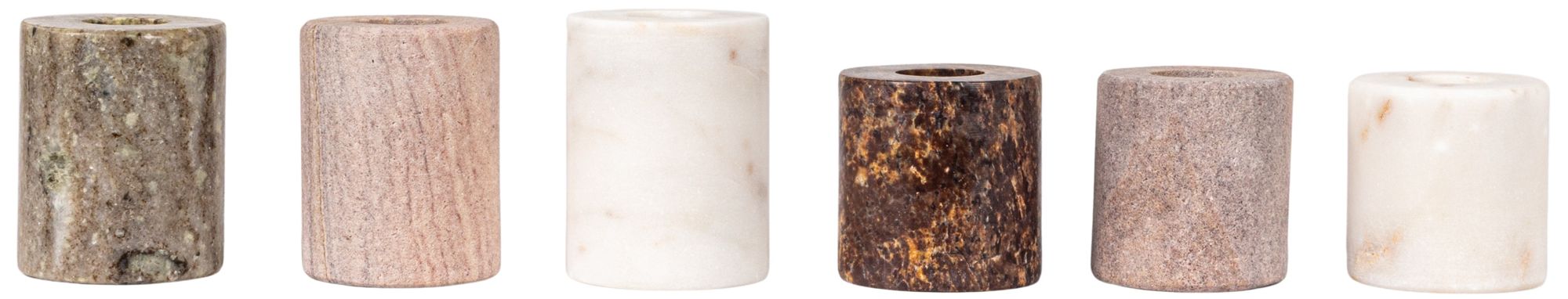 Decorative Marble Taper Candle Holders, Multicolor, Set of 6