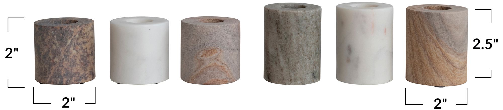 Image 4 Decorative Marble Taper Candle Holders, Multicolor, Set of 6 more views