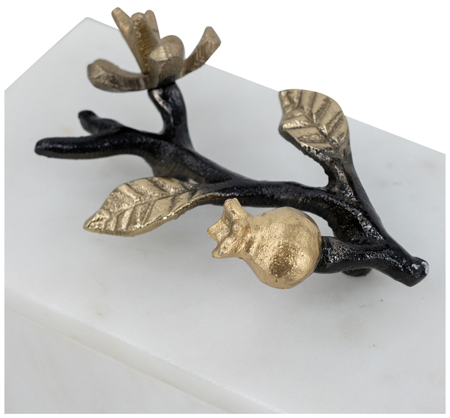 Image 3 Decorative Natural White Marble Storage Box Black Gold Branch more views