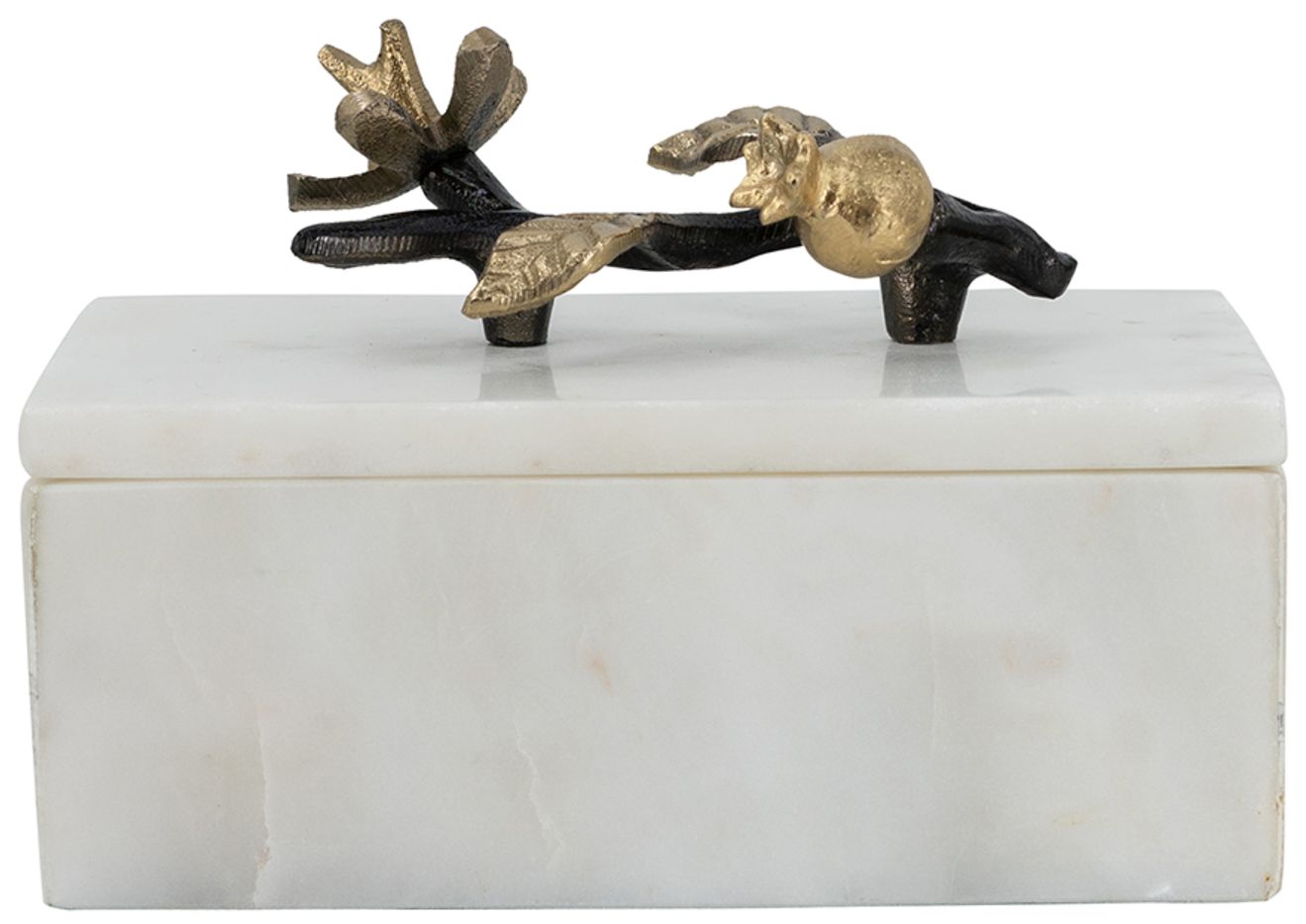 Image 4 Decorative Natural White Marble Storage Box w/ Black & Gold Branch Accent more views
