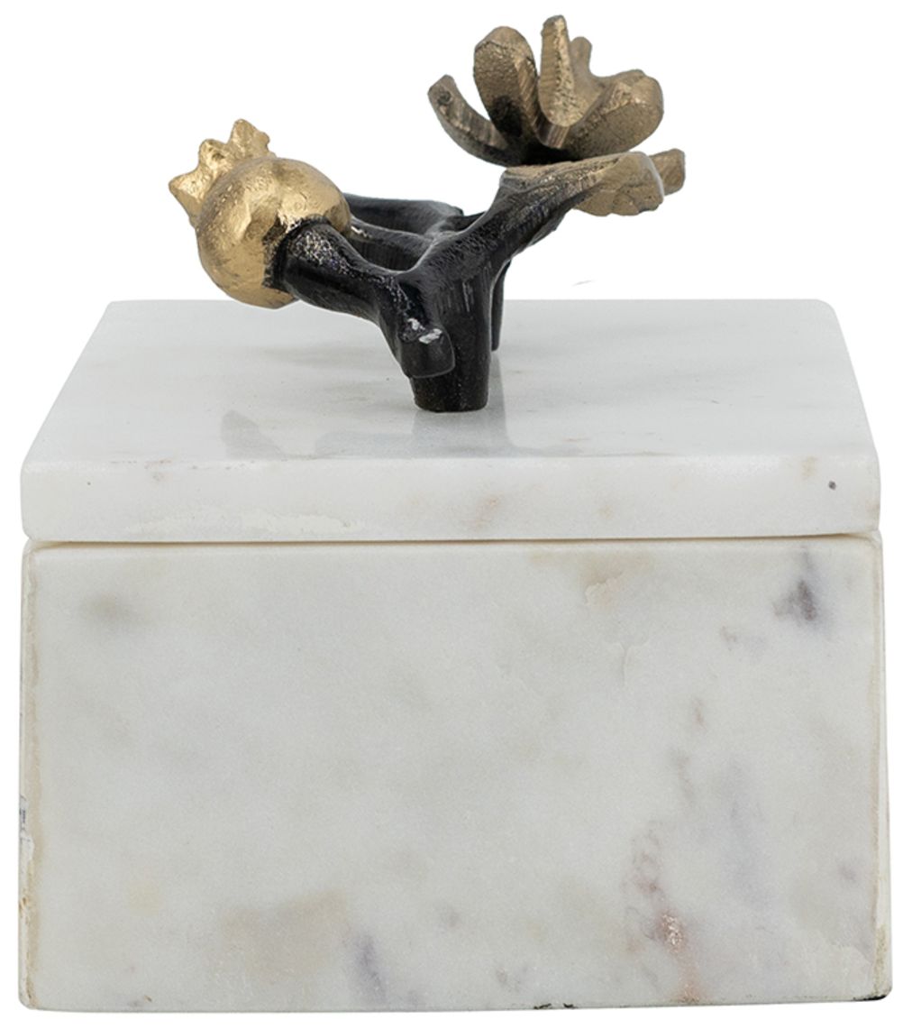 Image 5 Decorative Natural White Marble Storage Box w/ Black & Gold Branch Accent more views