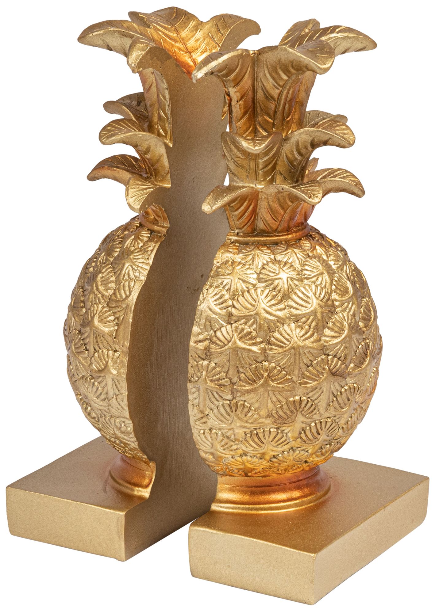 Image 2 Decorative Pineapple Resin Bookends, Gold, Set of 2 more views
