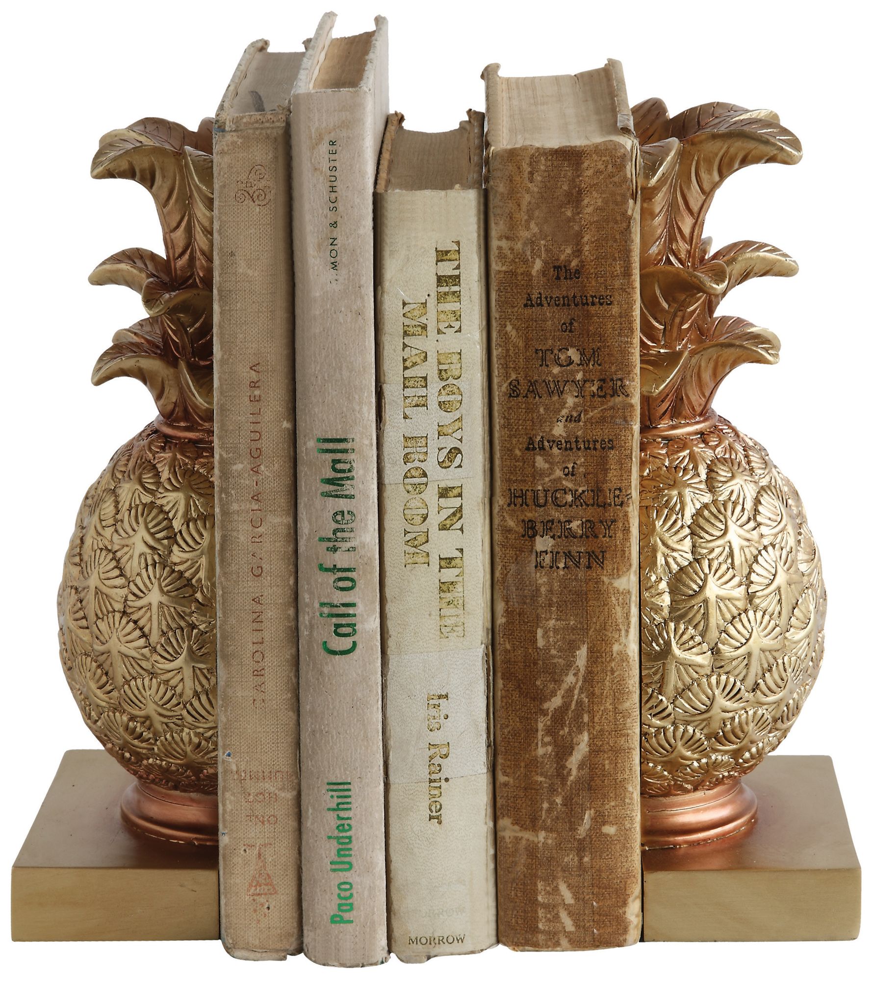 Image 3 Decorative Pineapple Resin Bookends, Gold, Set of 2 more views