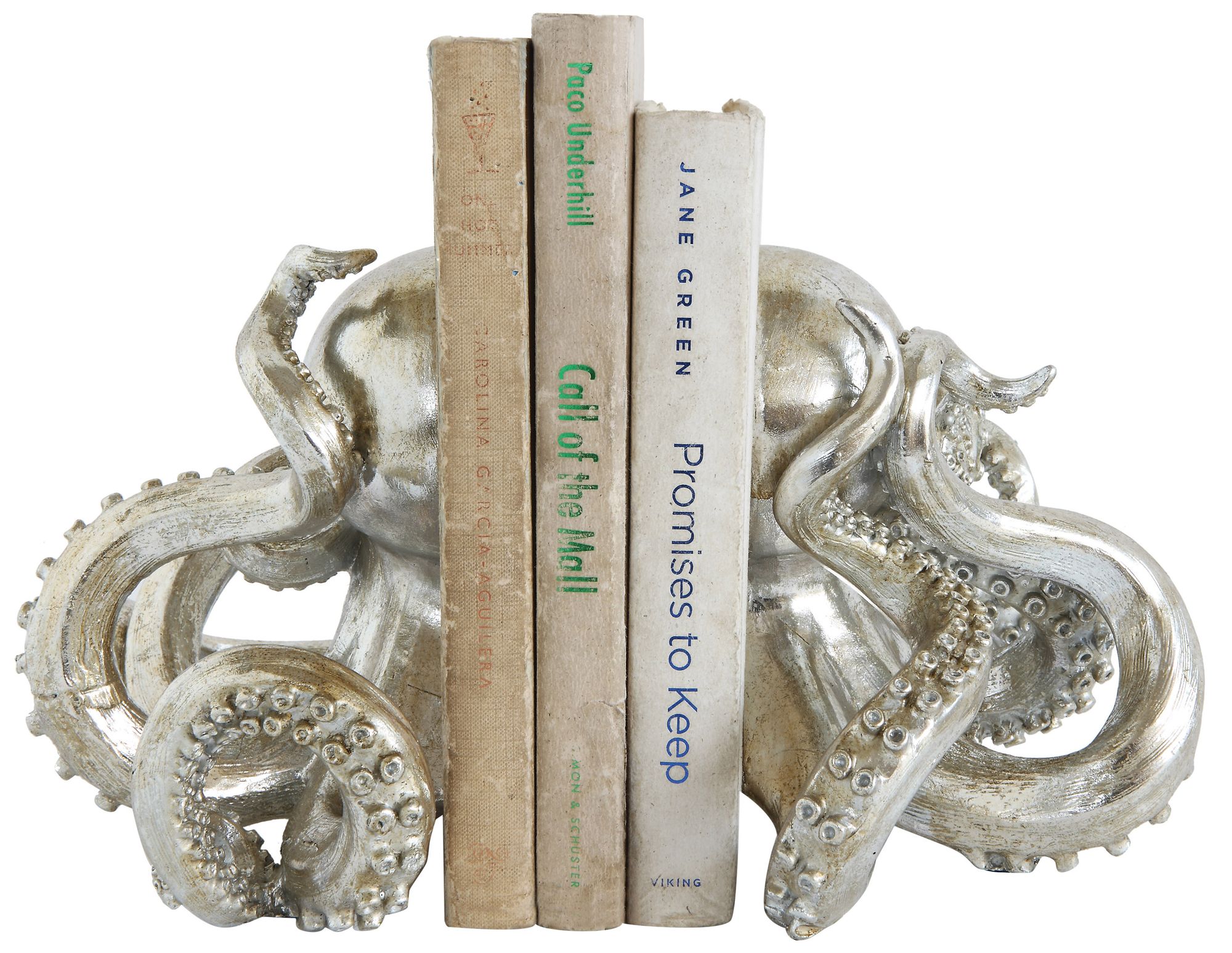 Image 2 Decorative Resin Octopus Bookends, Silver more views