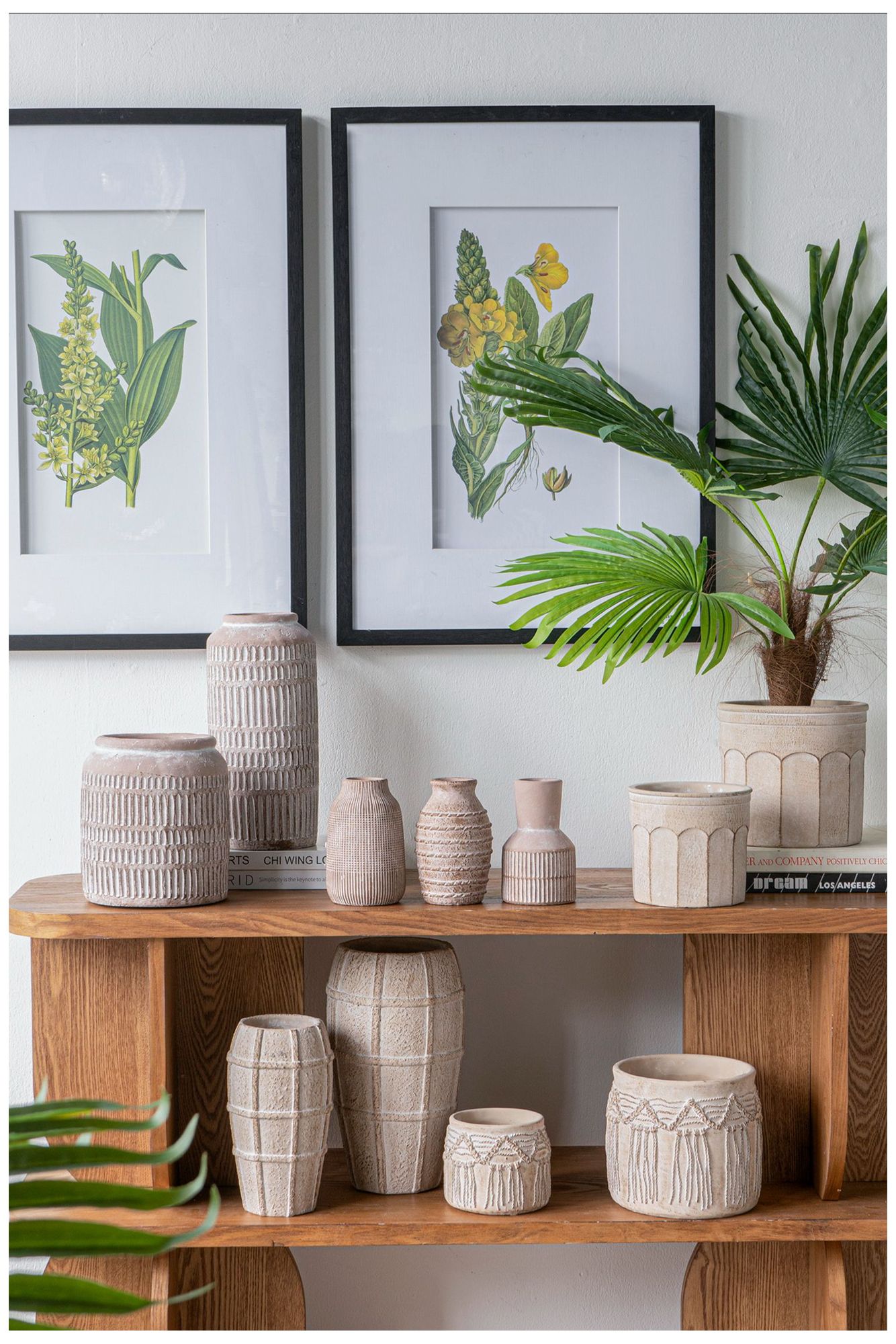 Image 7 Decorative Sand and Cement Vase with Textured Cream Finish more views