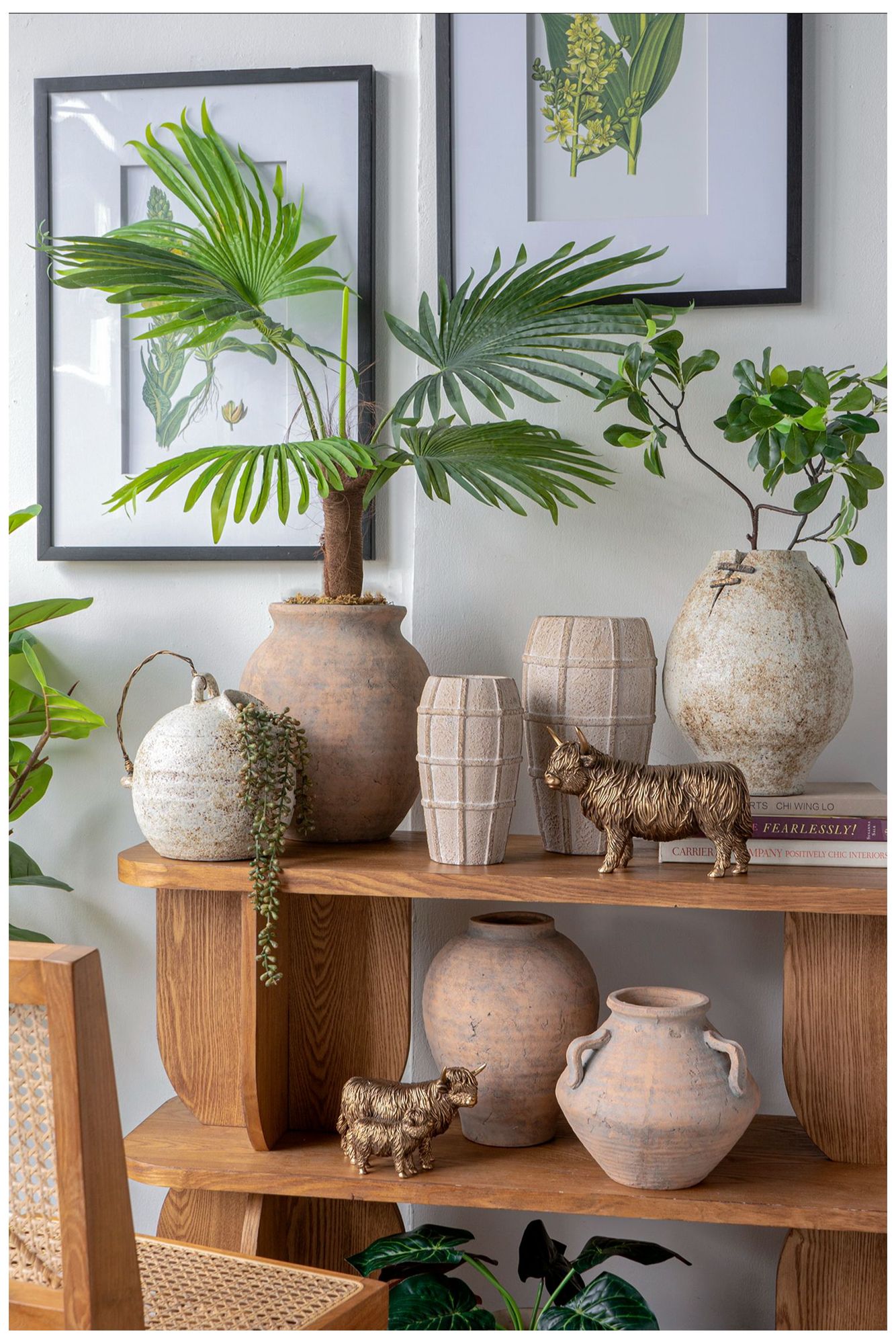 Decorative Sand and Cement Vase with Textured Cream Finish