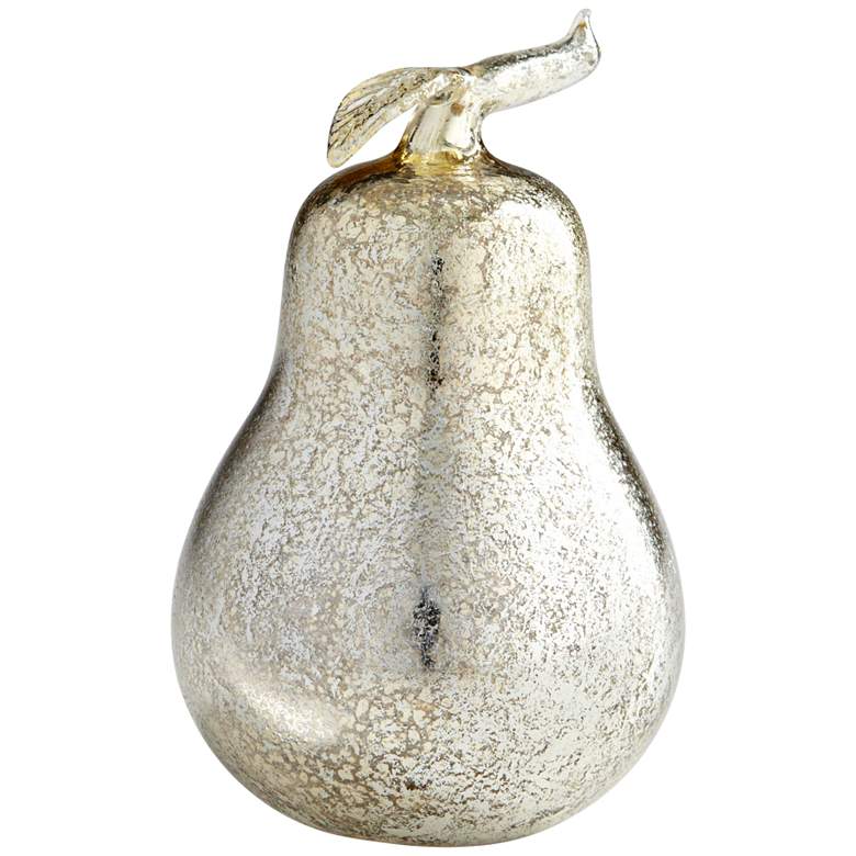 Image 1 Decorative Silver Mercury Glass 5 3/4 inch High Pear Figurine