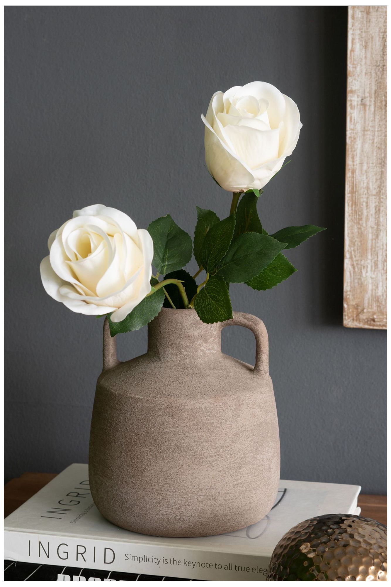 Image 6 Decorative Terracotta Jug Vase w/ H&les & Weathered Gray Finish more views
