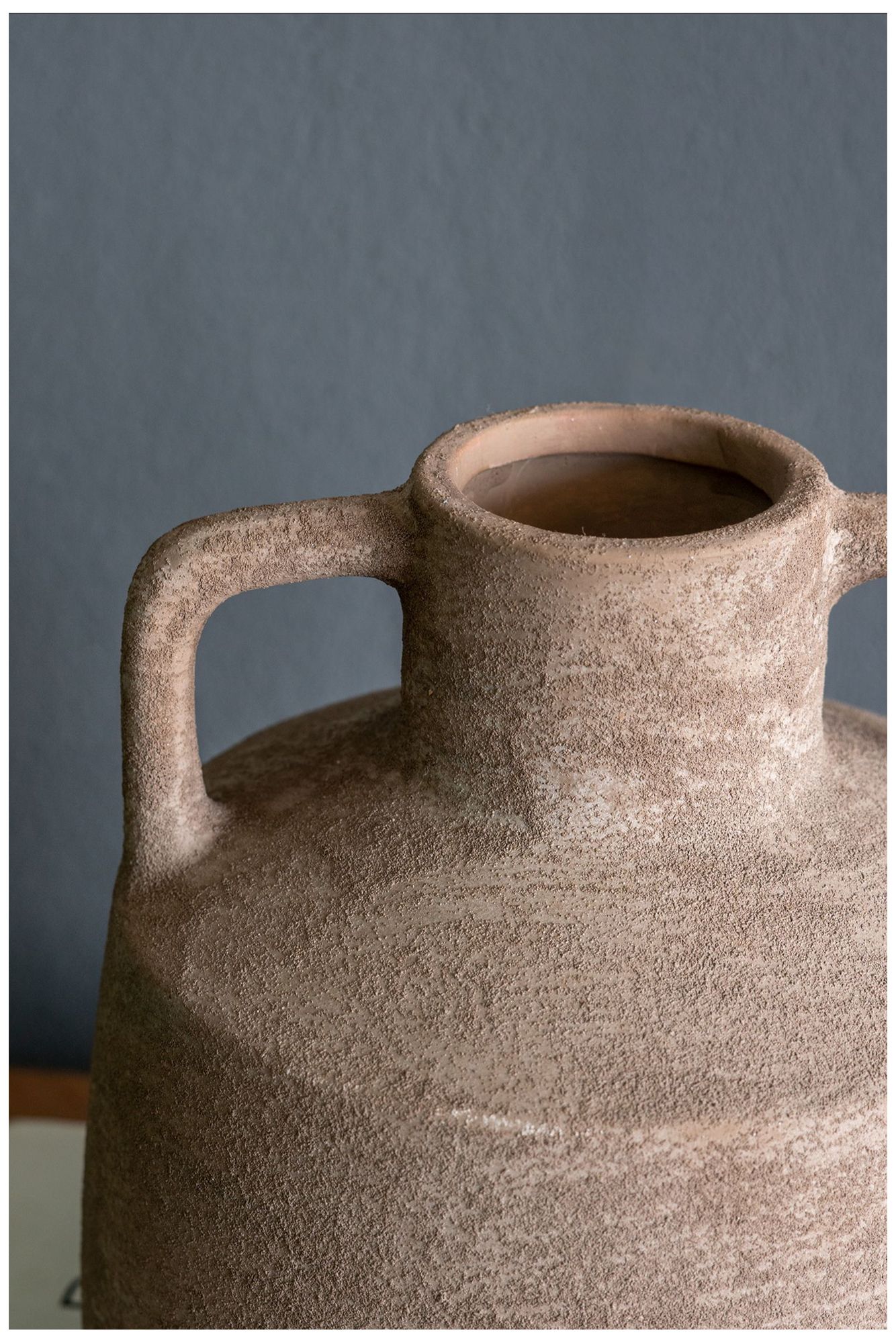 Image 7 Decorative Terracotta Jug Vase w/ H&les & Weathered Gray Finish more views