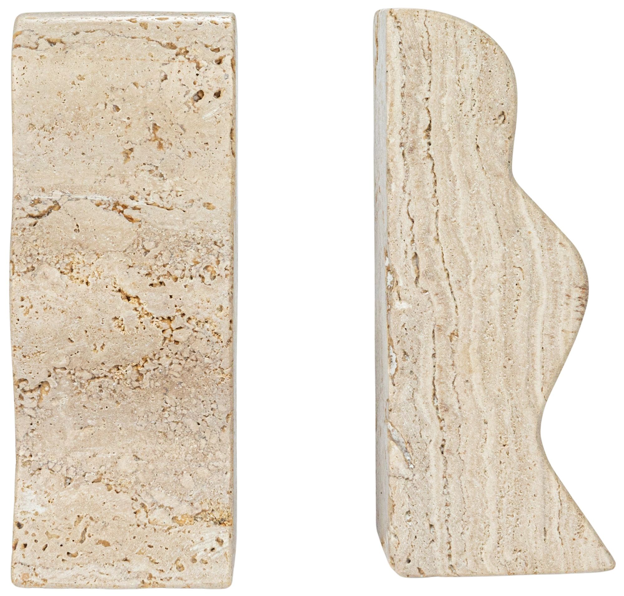 Image 3 Decorative Travertine Wave Bookends, Natural more views