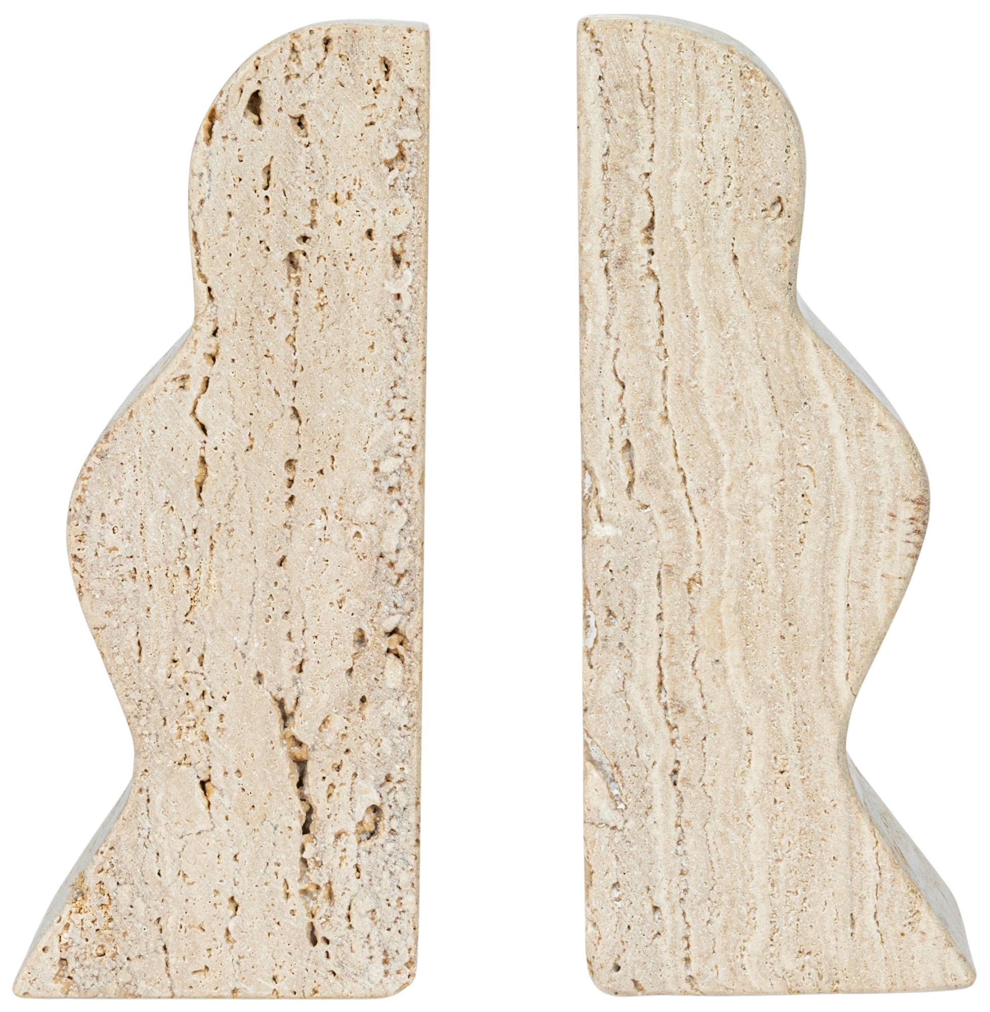 Image 5 Decorative Travertine Wave Bookends, Natural more views