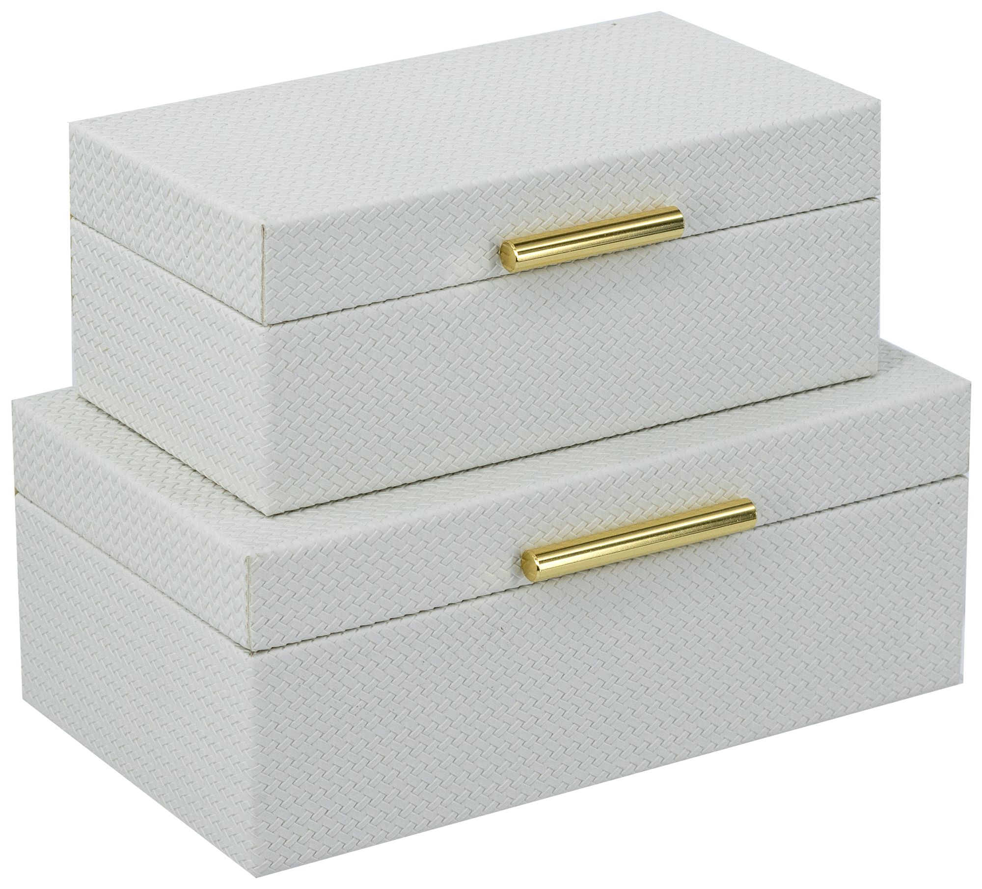 Thumbnail2 of Decorative Wooden Storage Boxes White Faux Leather Finish & Gold