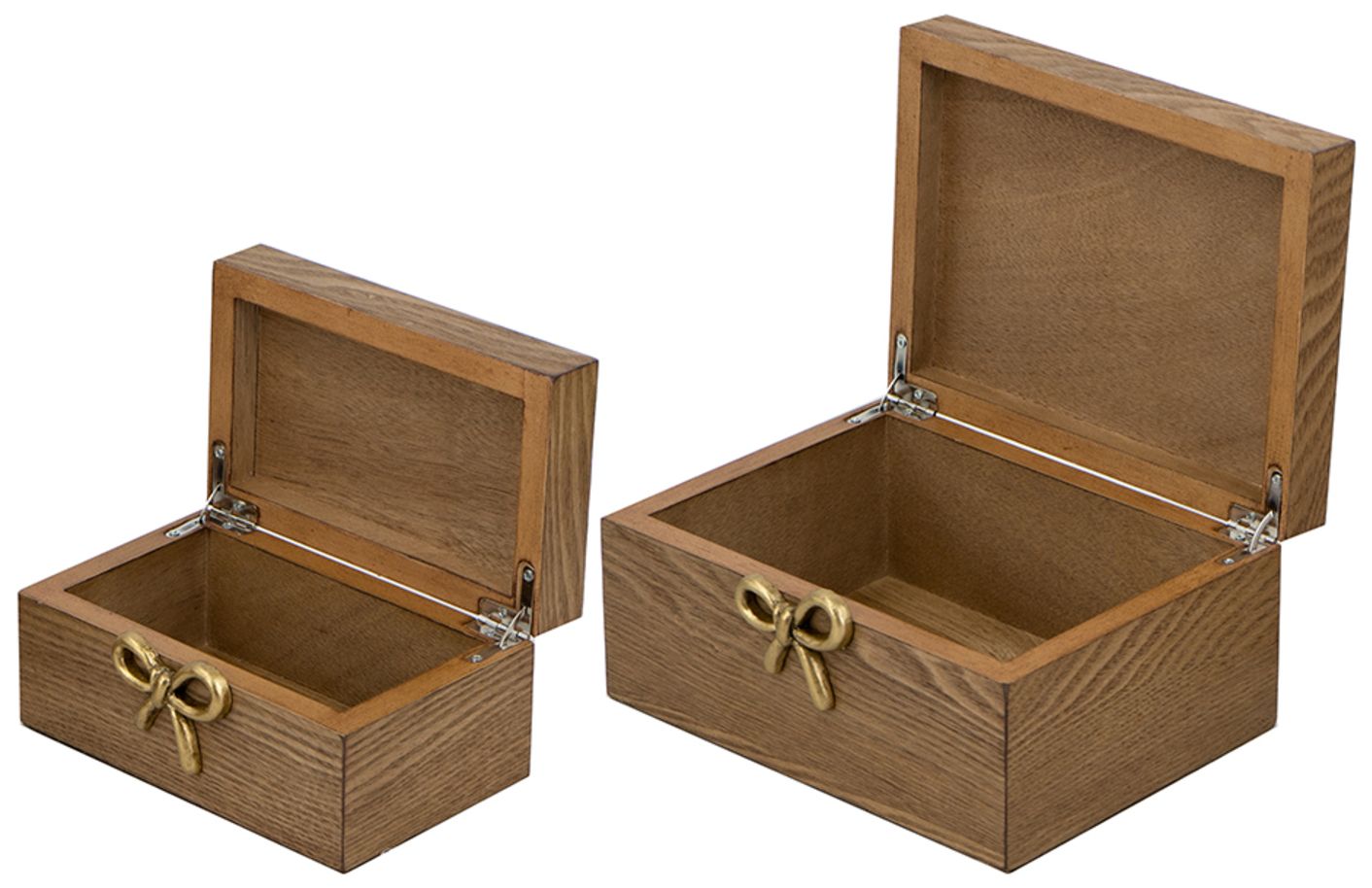 Decorative Wooden Storage Boxes with Ash Veneer Gold Bow Handles ...