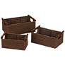 2_Decorative Woven Baskets Set of 3 with Wood Handles and Metal Frame