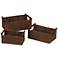 Decorative Woven Baskets Set of 3 with Wood Handles and Metal Frame