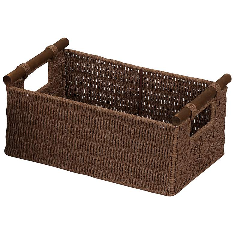 Image 4 Decorative Woven Baskets Set of 3 with Wood Handles and Metal Frame more views
