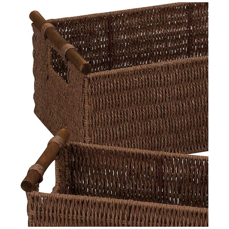 Image 5 Decorative Woven Baskets Set of 3 with Wood Handles and Metal Frame more views