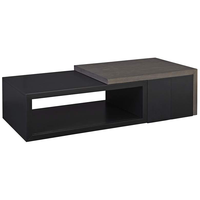 Image 1 Deegan Two-Tone Gray Wood Coffee Table with Pedestal Boxes