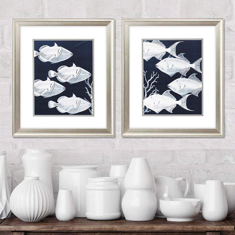 Image 1 Deep Blue Sea 22" High 2-Piece Framed Wall Art Set