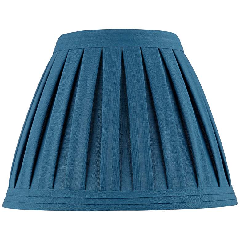 Image 1 Deep Blue Teal Linen Box Pleat Empire Lamp Shade 7x14x11 (Spider)
